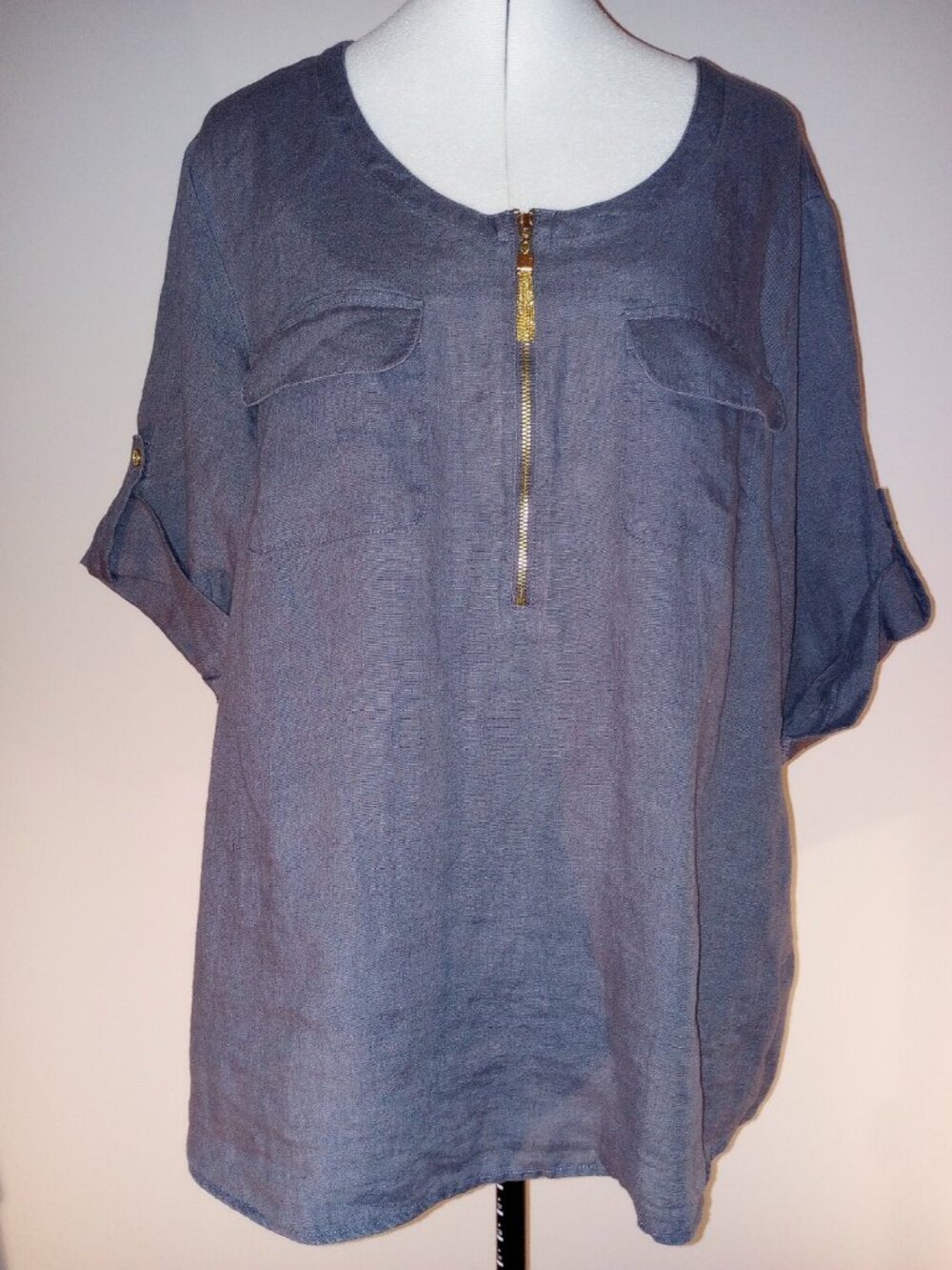 Ellen Tracy Linen Tunic gray size XL